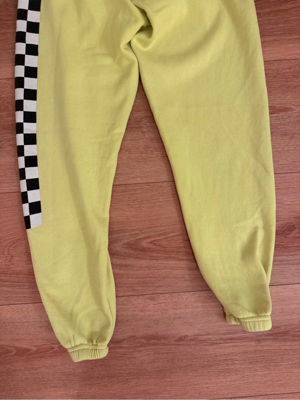 Aviator Nation Women Yellow Checkered Side Stripe Sweatpants Joggers Small - Picture 9 of 11